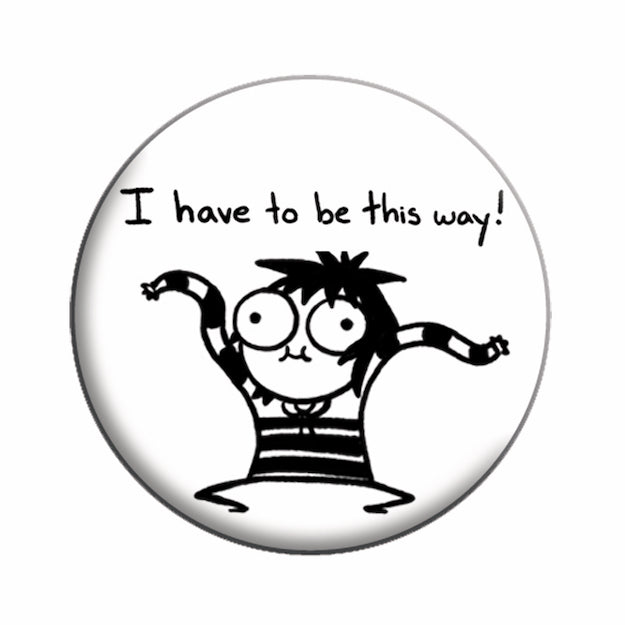 Sarah's Scribbles This Way 1.25" Button - 6 pc prepack