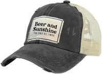 Thumbnail for Beer and Sunshine - Vintage Distressed Trucker Adult Hat