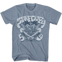 Thumbnail for BRUCE BROWN FILMS-BBF SURF CRAZY-INDIGO HEATHER ADULT S/S TSHIRT
