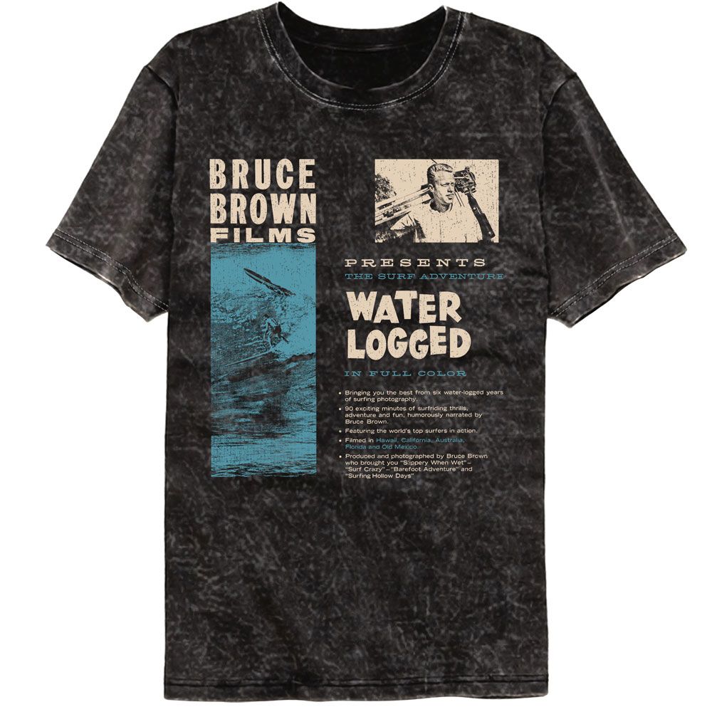 BRUCE BROWN FILMS-BBF WATER LOGGED-MINERAL WASH BLACK ADULT S/S TSHIRT