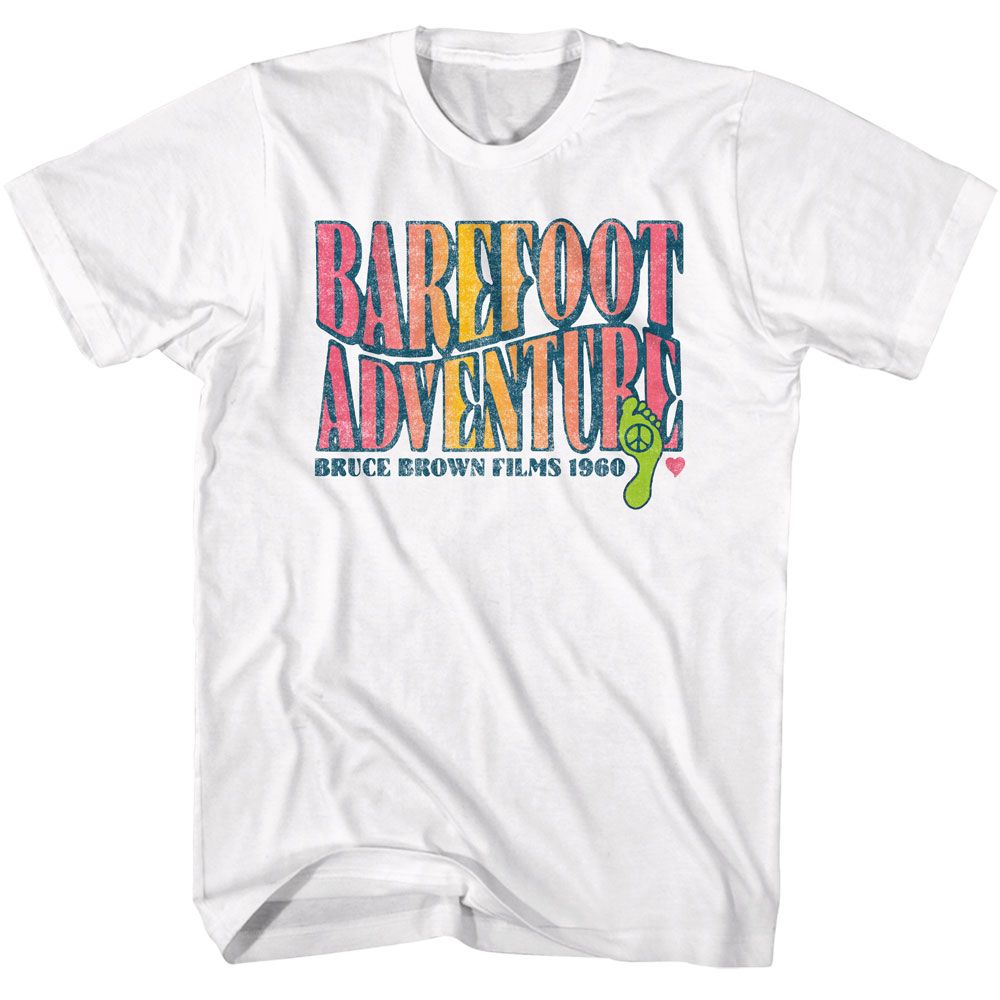 BRUCE BROWN FILMS-BBF BAREFOOT-WHITE ADULT S/S TSHIRT
