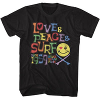 Thumbnail for BRUCE BROWN FILMS-BBF LOVE PEACE AND SURF-BLACK ADULT S/S TSHIRT