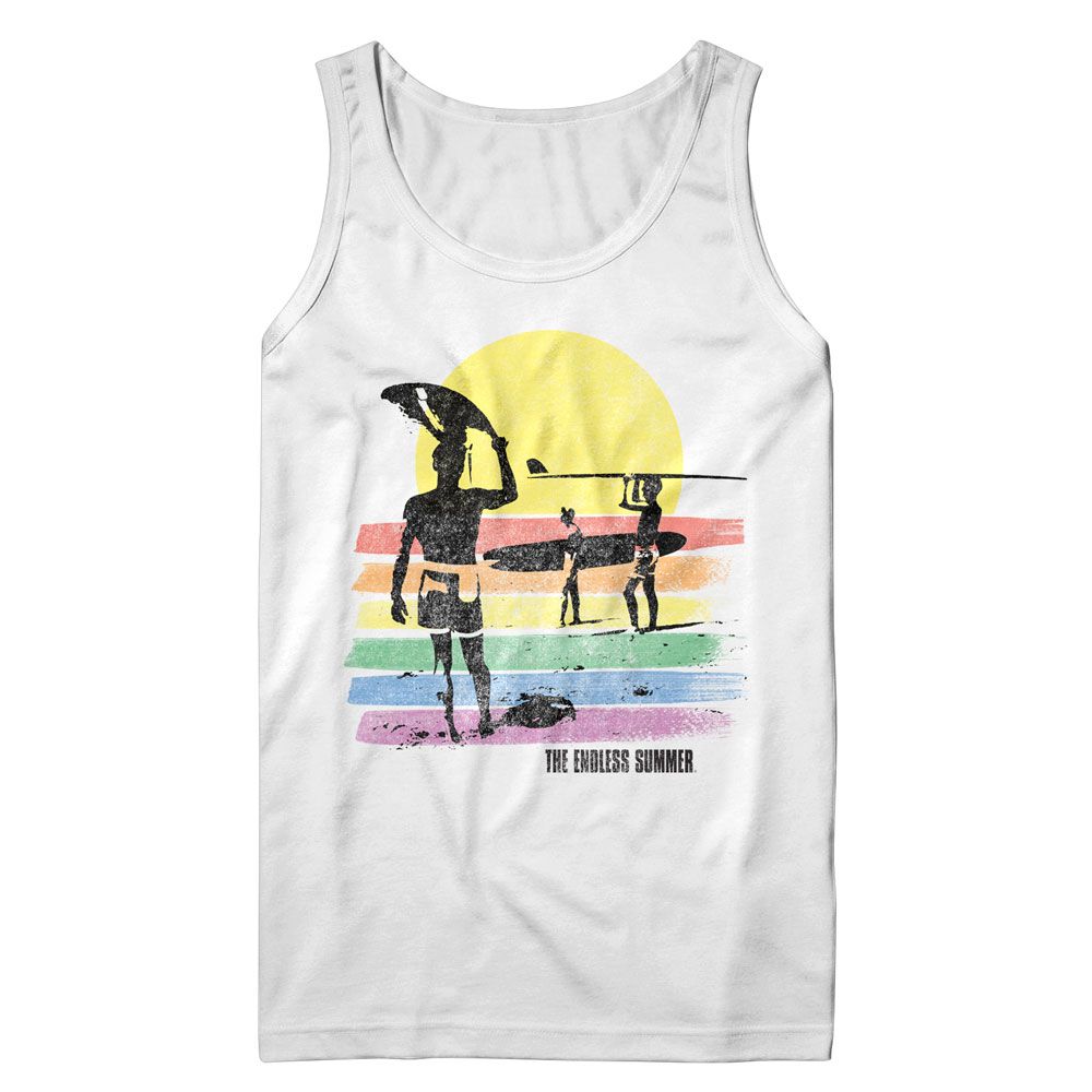BRUCE BROWN FILMS-BBF RAINBOW COLOR STRIPES-WHITE ADULT TANK