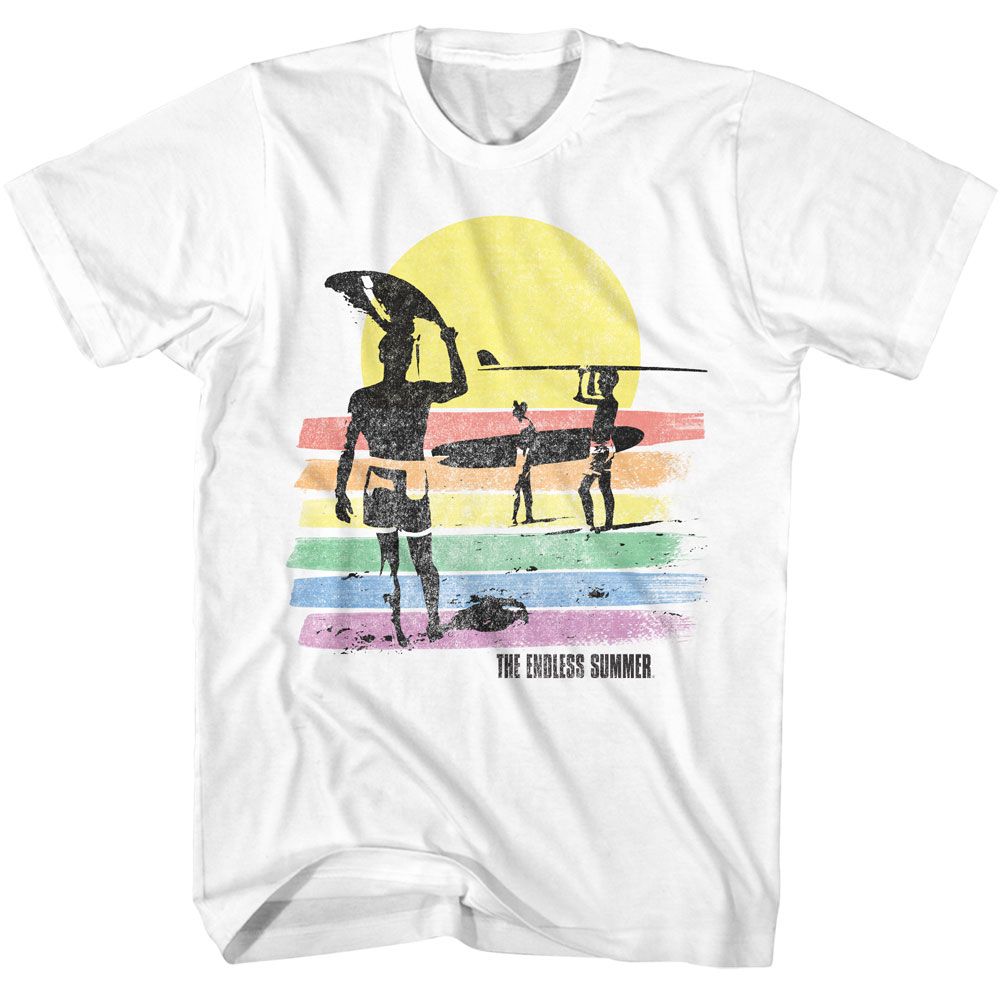 BRUCE BROWN FILMS-BBF RAINBOW COLOR STRIPES-WHITE ADULT S/S TSHIRT