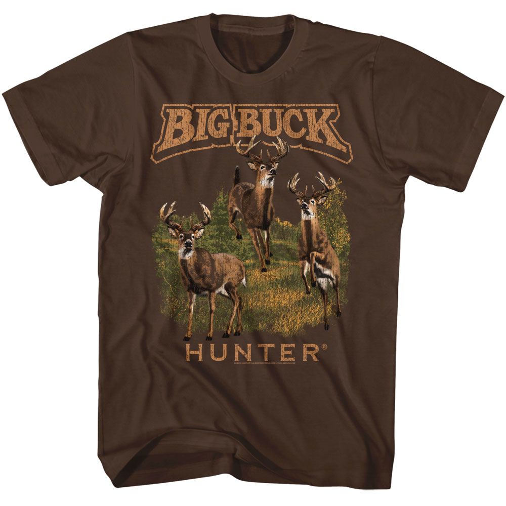 BIG BUCK HUNTER-BIG BUCK HUNTER MULTIPLE BUCKS-DARK CHOCOLATE ADULT S/S TSHIRT