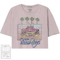 Thumbnail for THE BEACH BOYS BEACH CAR MINERAL WASH BURNISHED LILAC S/S OVERSIZED JUNIORS CROP