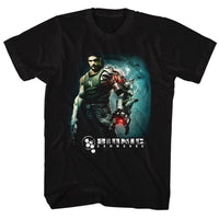Thumbnail for BIONIC COMMANDO-STEAM ARM-BLACK ADULT S/S TSHIRT