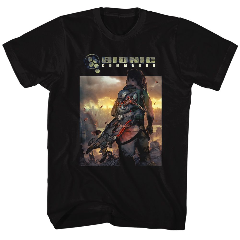 BIONIC COMMANDO-THE WORLD BURN-BLACK ADULT S/S TSHIRT