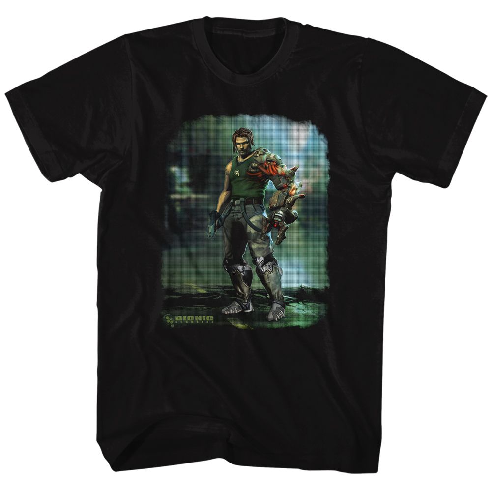 BIONIC COMMANDO-DAMAGED ROAD-BLACK ADULT S/S TSHIRT