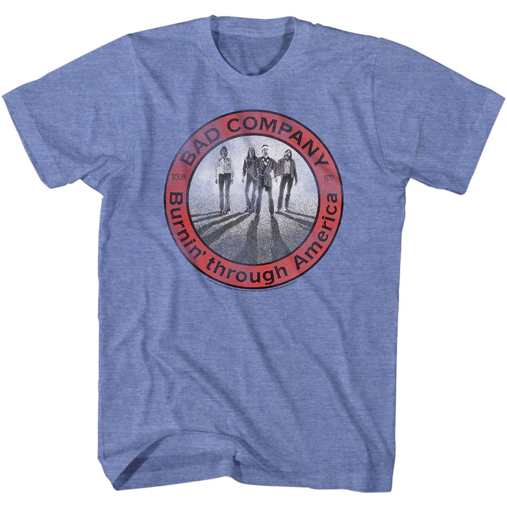 BAD COMPANY-BURNING CIRCLE-LIGHT BLUE HEATHER ADULT S/S TSHIRT