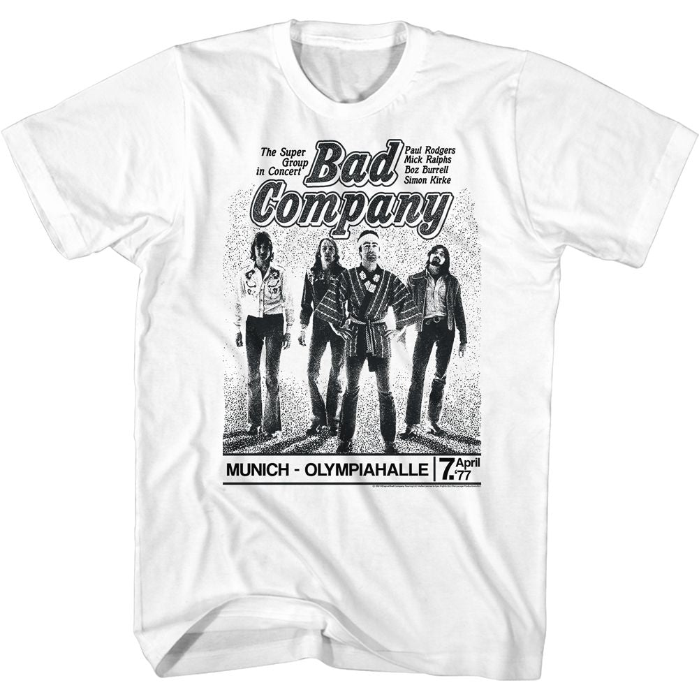 BAD COMPANY-MUNICH CONCERT-WHITE ADULT S/S TSHIRT
