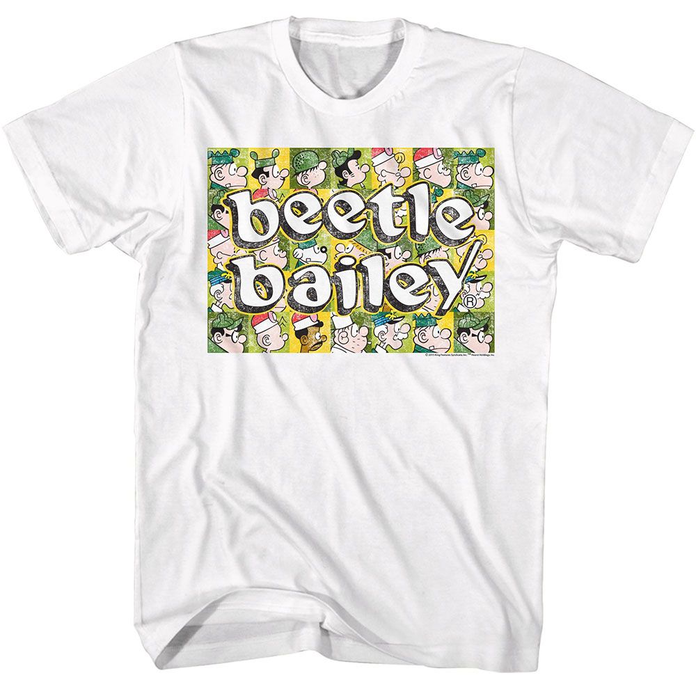 BEETLE BAILEY-BEETLE SQUARES-WHITE ADULT S/S TSHIRT