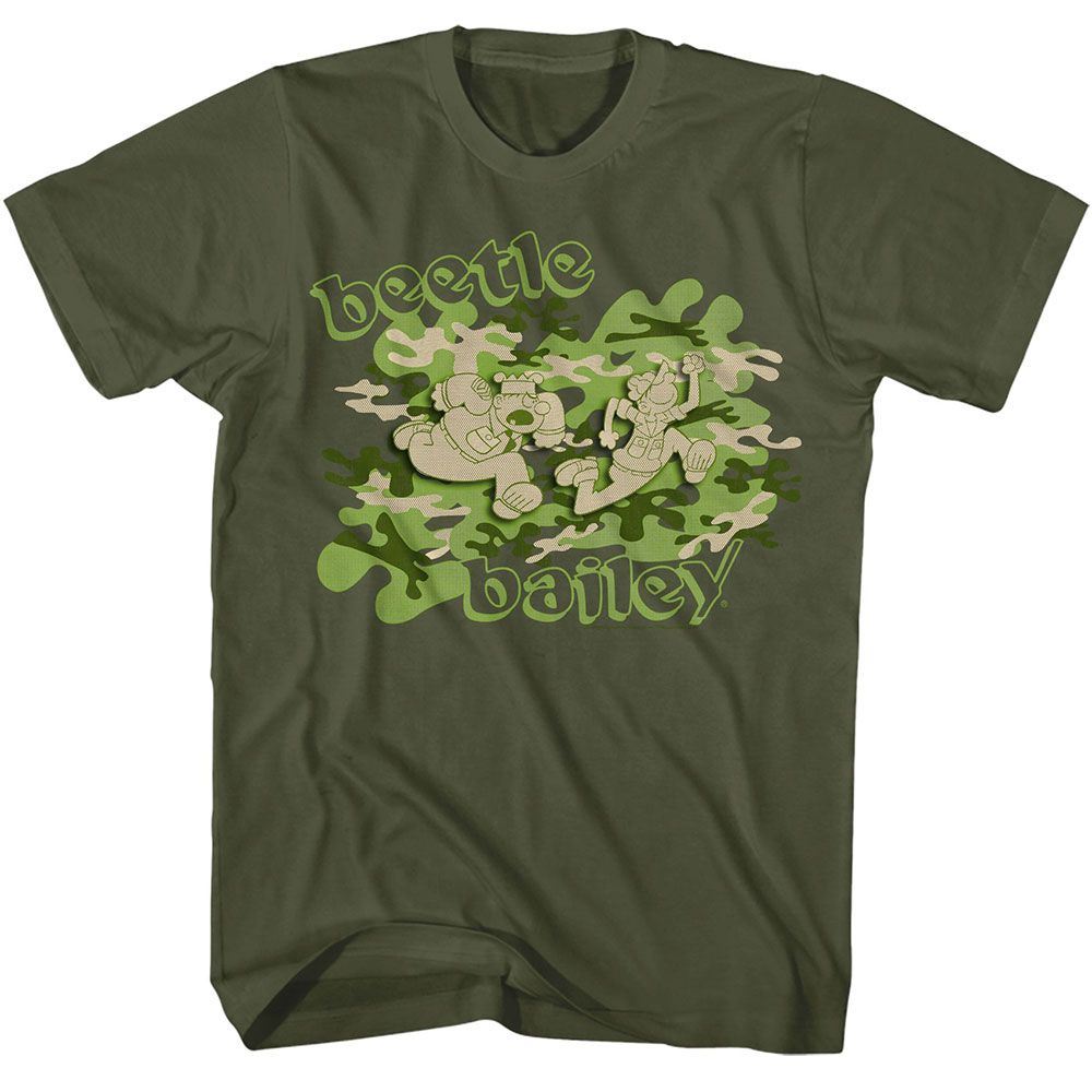 BEETLE BAILEY-CAMO CASE-MILITARY GREEN ADULT S/S TSHIRT