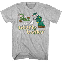 Thumbnail for BEETLE BAILEY-BEETLE RUN SARGE YELL-GRAY HEATHER ADULT S/S TSHIRT