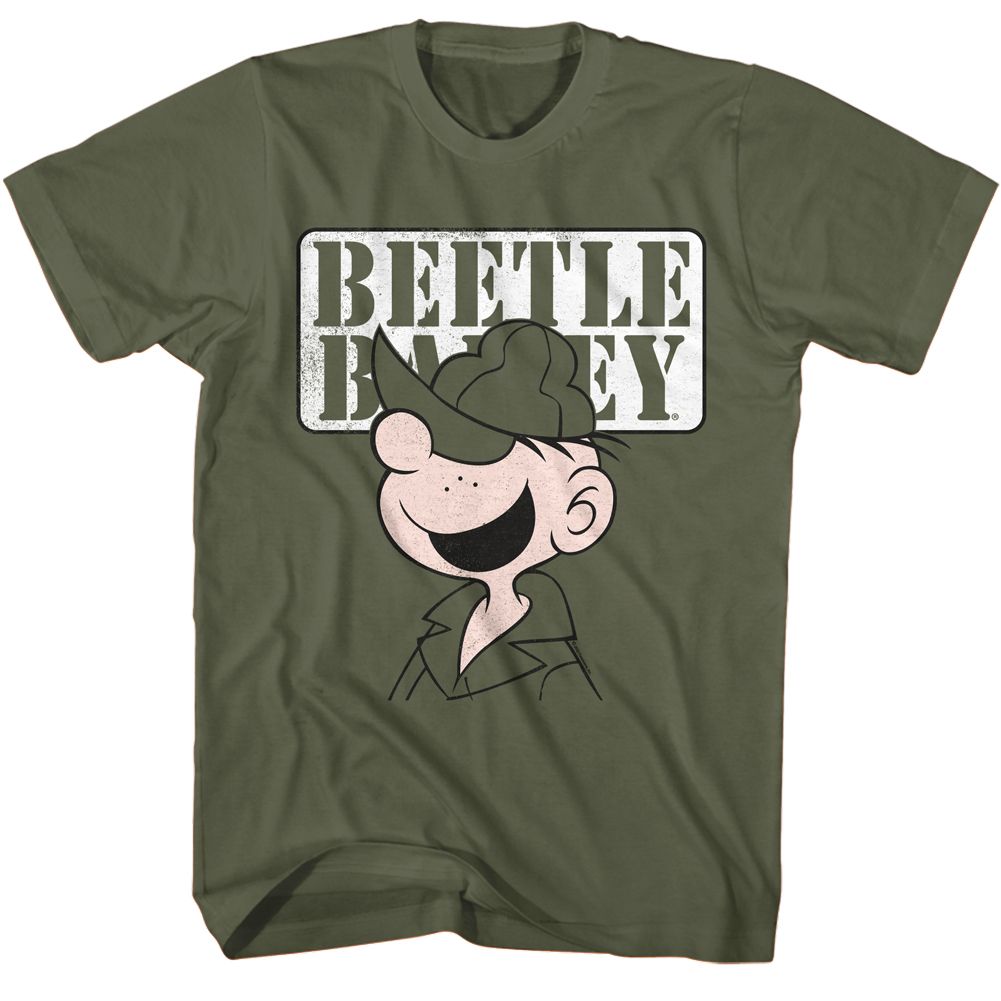 BEETLE BAILEY-BEETLE BAILEY FACE-MILITARY GREEN ADULT S/S TSHIRT