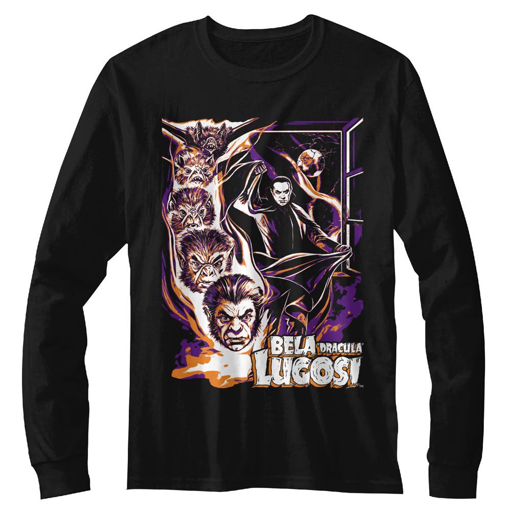 BELA LUGOSI-BELA LUGOSI BAT TRANSFORMATION-BLACK ADULT L/S TSHIRT