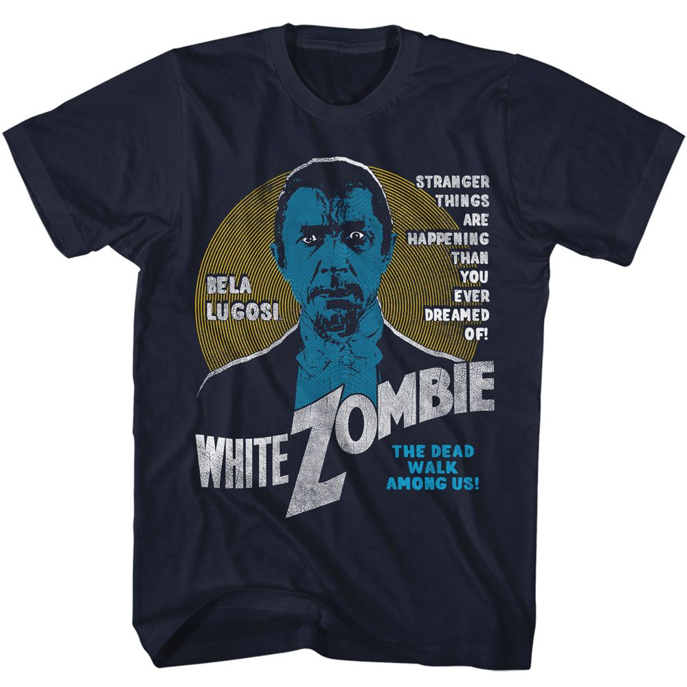 BELA LUGOSI-BELA LUGOSI WHITE ZOMBIE-NAVY ADULT S/S TSHIRT