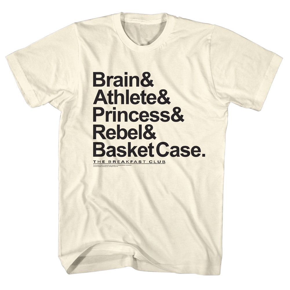 BREAKFAST CLUB-NEW NAMES-NATURAL ADULT S/S TSHIRT