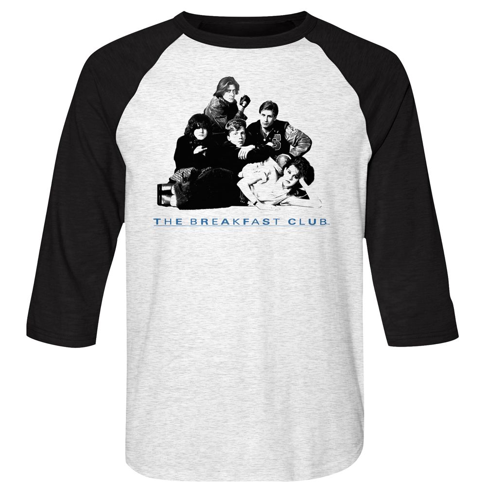 BREAKFAST CLUB-GROUP-WHITE HEATHER/VINTAGE BLACK ADULT 3/4 SLEEVE RAGLAN
