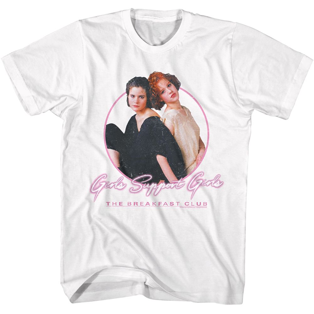 BREAKFAST CLUB-GIRLS SUPPORT GIRLS-WHITE ADULT S/S TSHIRT