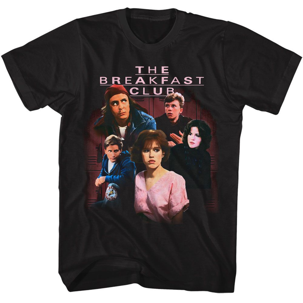 BREAKFAST CLUB-BREAKFAST CLUB GROUP PHOTO LOCKERS-BLACK ADULT S/S TSHIRT