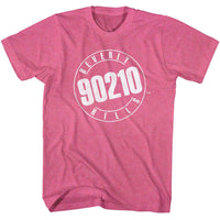 Thumbnail for BEVERLY HILLS 90210-BEVERLY HILLS 90210 LOGO-RETRO PINK HEATHER ADULT S/S TSHIRT