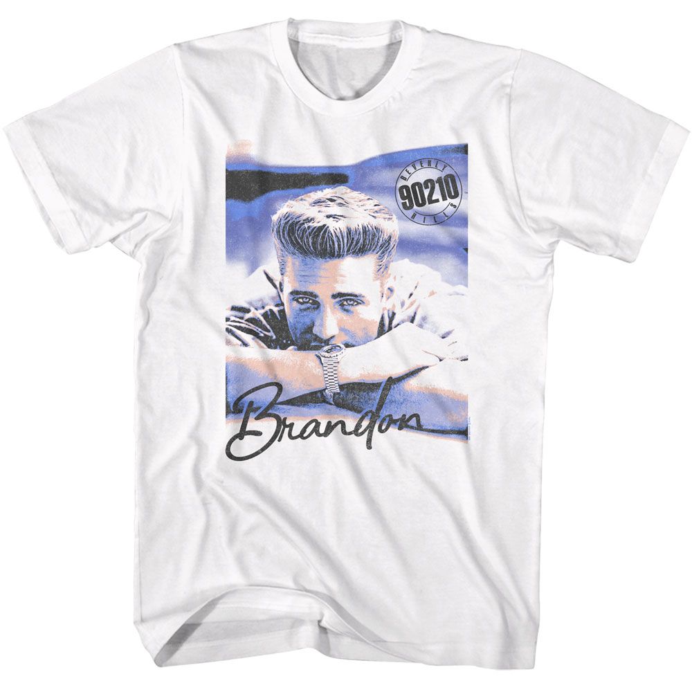 BEVERLY HILLS 90210-BEVERLY HILLS 90210 BRANDON GRAPHIC-WHITE ADULT S/S TSHIRT