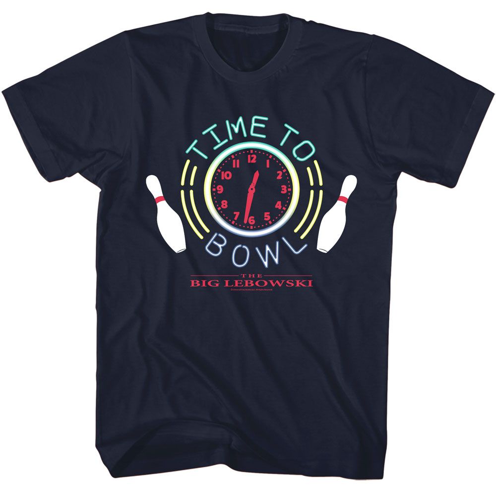 THE BIG LEBOWSKI-THE BIG LEBOWSKI TIME TO BOWL-NAVY ADULT S/S TSHIRT