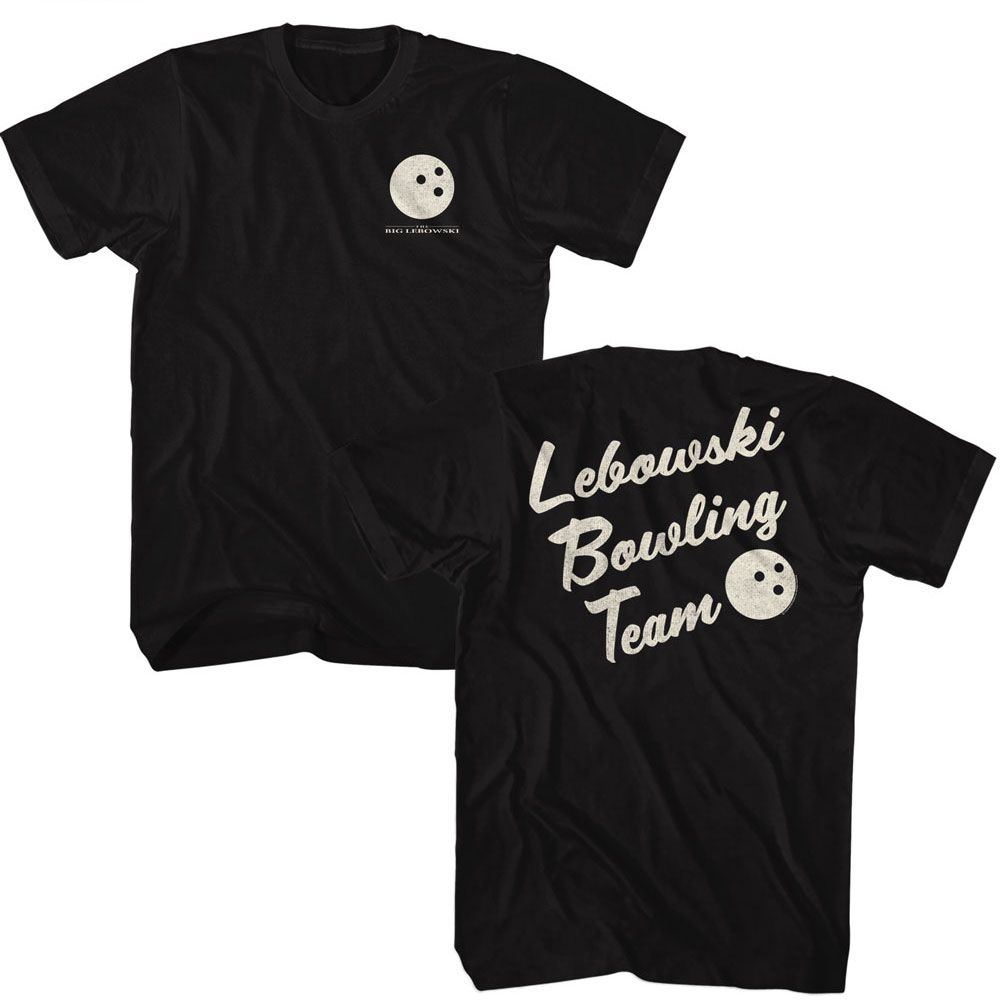 BIG LEBOWSKI-BOWLING TEAM FRONT AND BACK-BLACK ADULT S/S TSHIRT