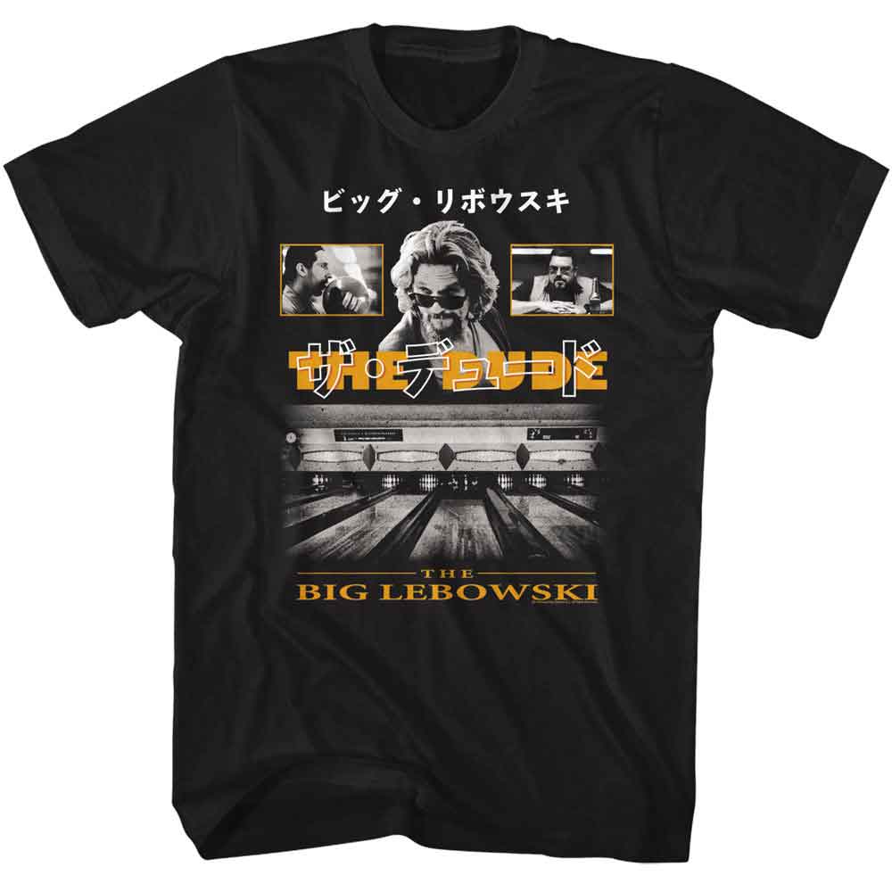 THE BIG LEBOWSKI-THE BIG LEBOWSKI JAPANESE TEXT-BLACK ADULT S/S TSHIRT