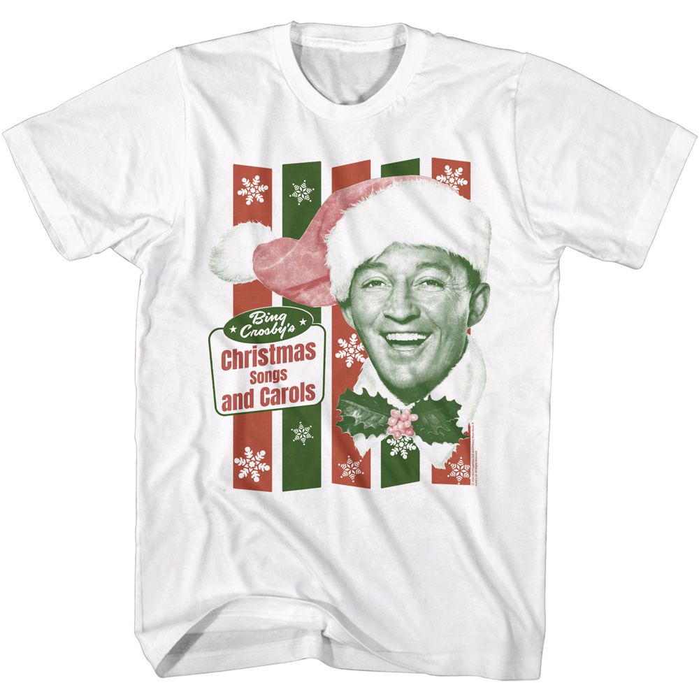 BING CROSBY-BING CROSBY CHRISTMAS SONGS-WHITE ADULT S/S TSHIRT