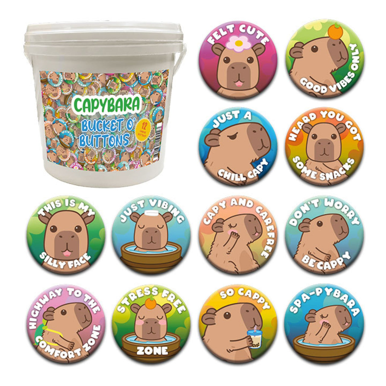 144 Unit Bucket o' Buttons - Capybara – 1 PC PPK ($86.40 each)