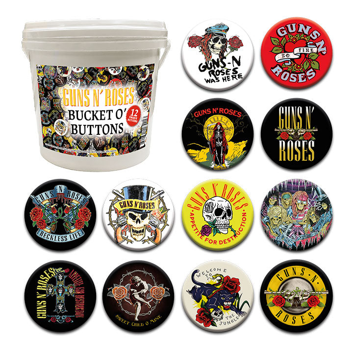 144 Unit Bucket o' Buttons - Guns N' Roses – 1 PC PPK