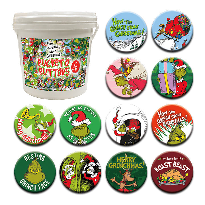 144 Unit Bucket o' Buttons - Grinch Christmas – 1 PC PPK