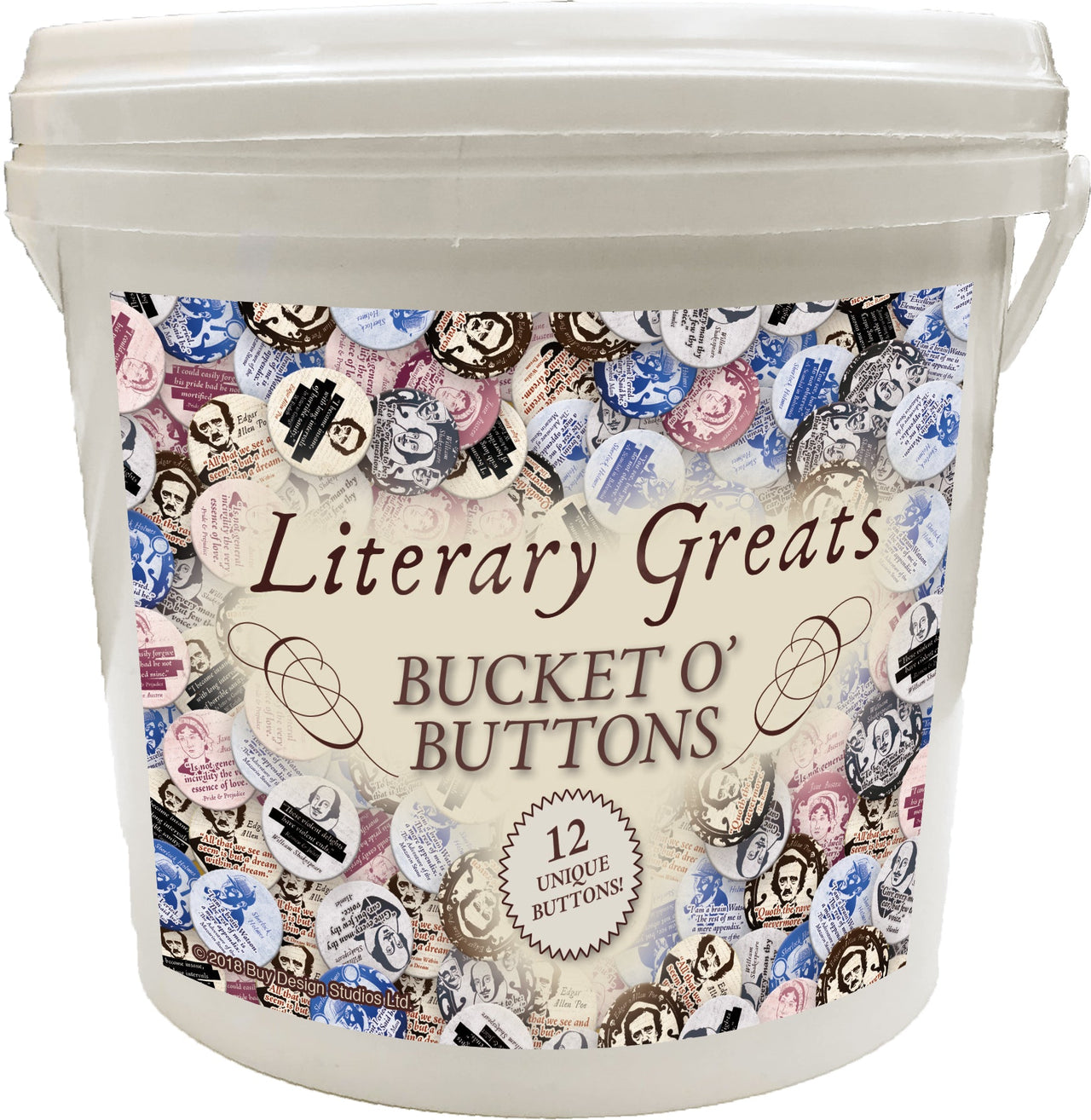 144 Unit Bucket o' Buttons - Literary Greats – 1 PC PPK