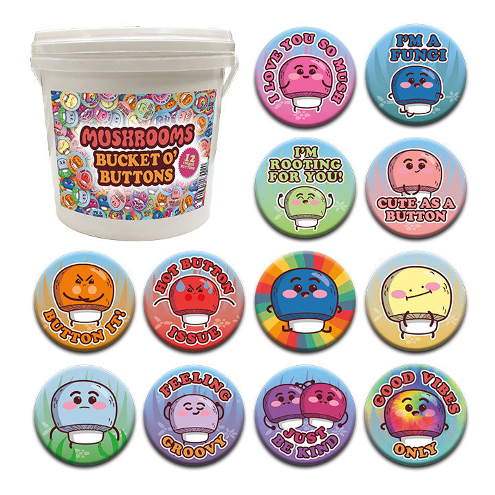 144 Unit Bucket o' Buttons - Mushrooms – 1 PC PPK