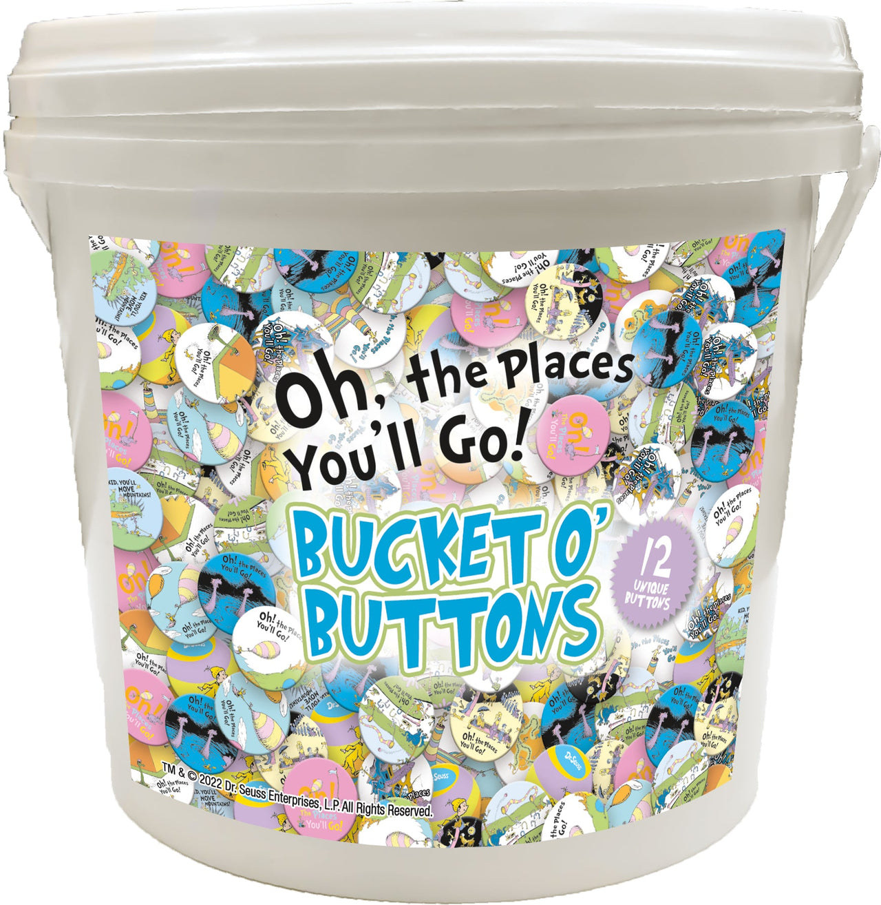 144 Unit Bucket o' Buttons - Oh! The Places You'll Go! – 1 PC PPK ($86.40 each)