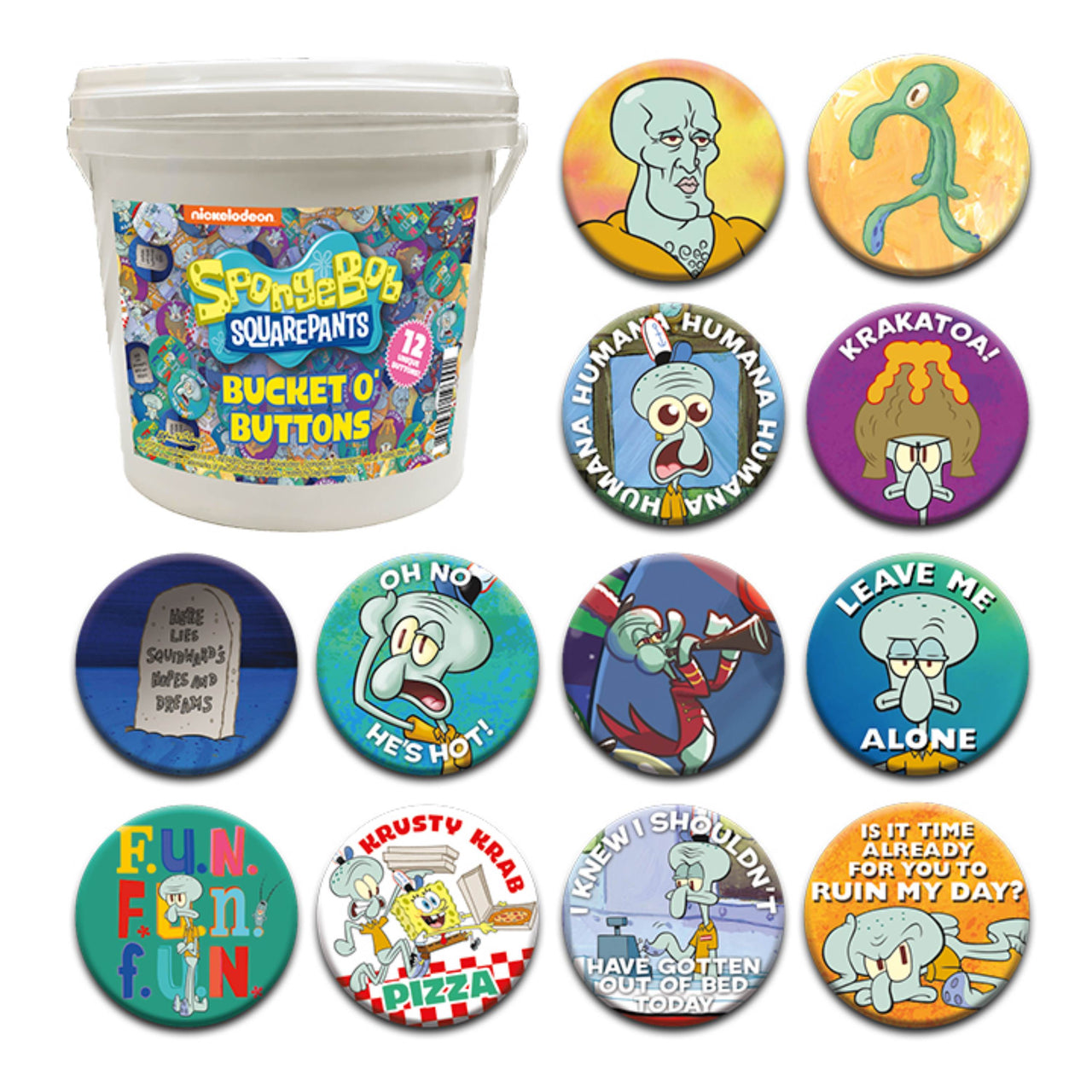 144 Unit Bucket o' Buttons - SpongeBob Squidward – 1 PC PPK ($86.40 each)