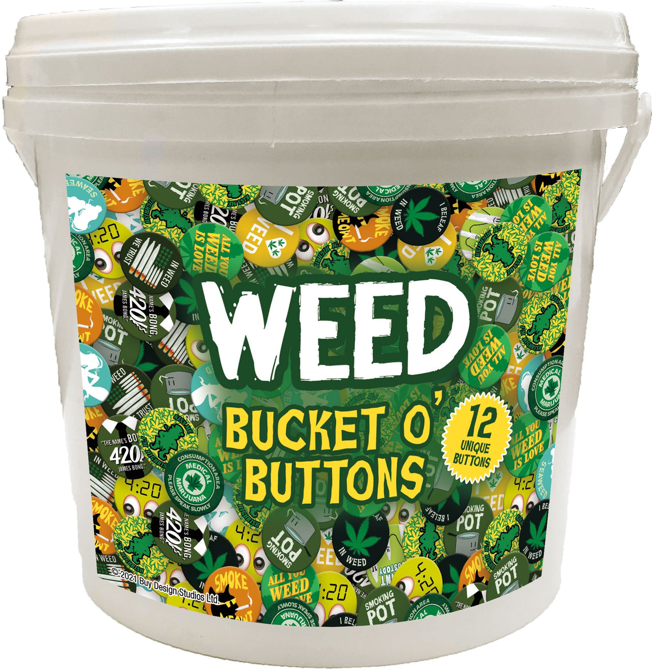 144 Unit Bucket o' Buttons - Weed – 1 PC PPK