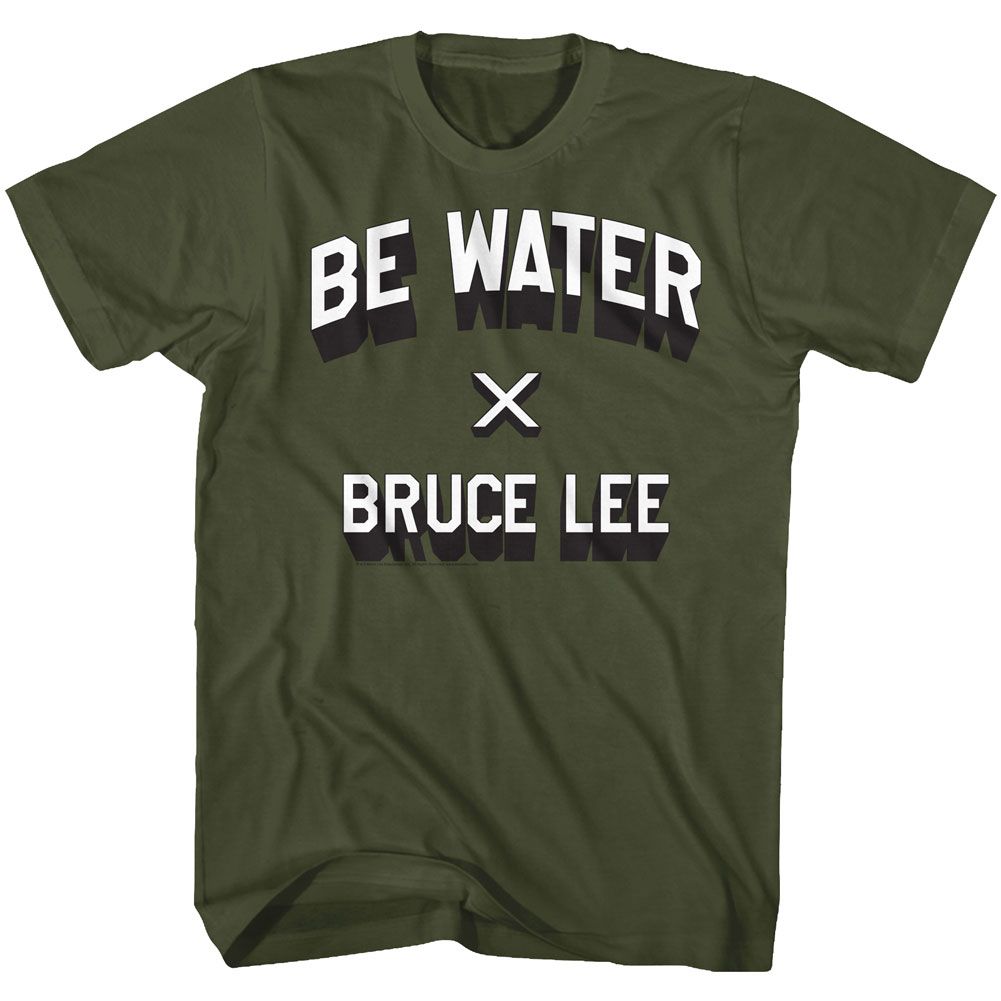 BRUCE LEE-BE WATER-MILITARY GREEN ADULT S/S TSHIRT