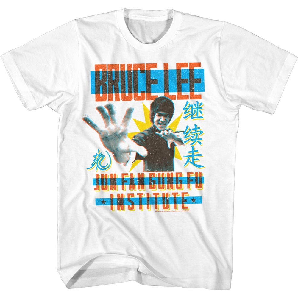 BRUCE LEE-POSTER PRIMARIES-WHITE ADULT S/S TSHIRT