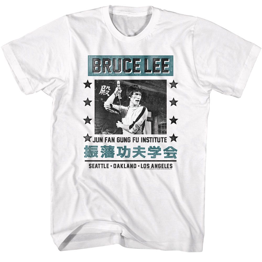 BRUCE LEE-BRUCE LEE JUN FAN GUNG FU INSTITUTE-WHITE ADULT S/S TSHIRT