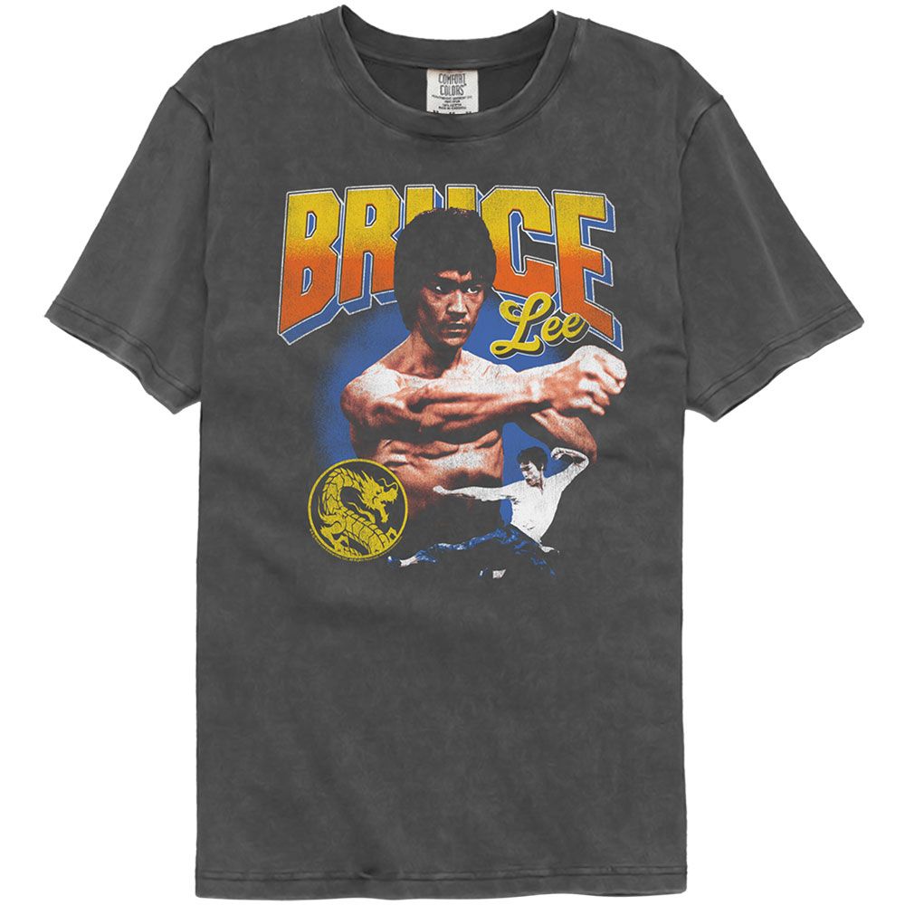 BRUCE LEE-BRUCE LEE GRADIENT TEXT-COAL COMFORT COLOR ADULT S/S TSHIRT
