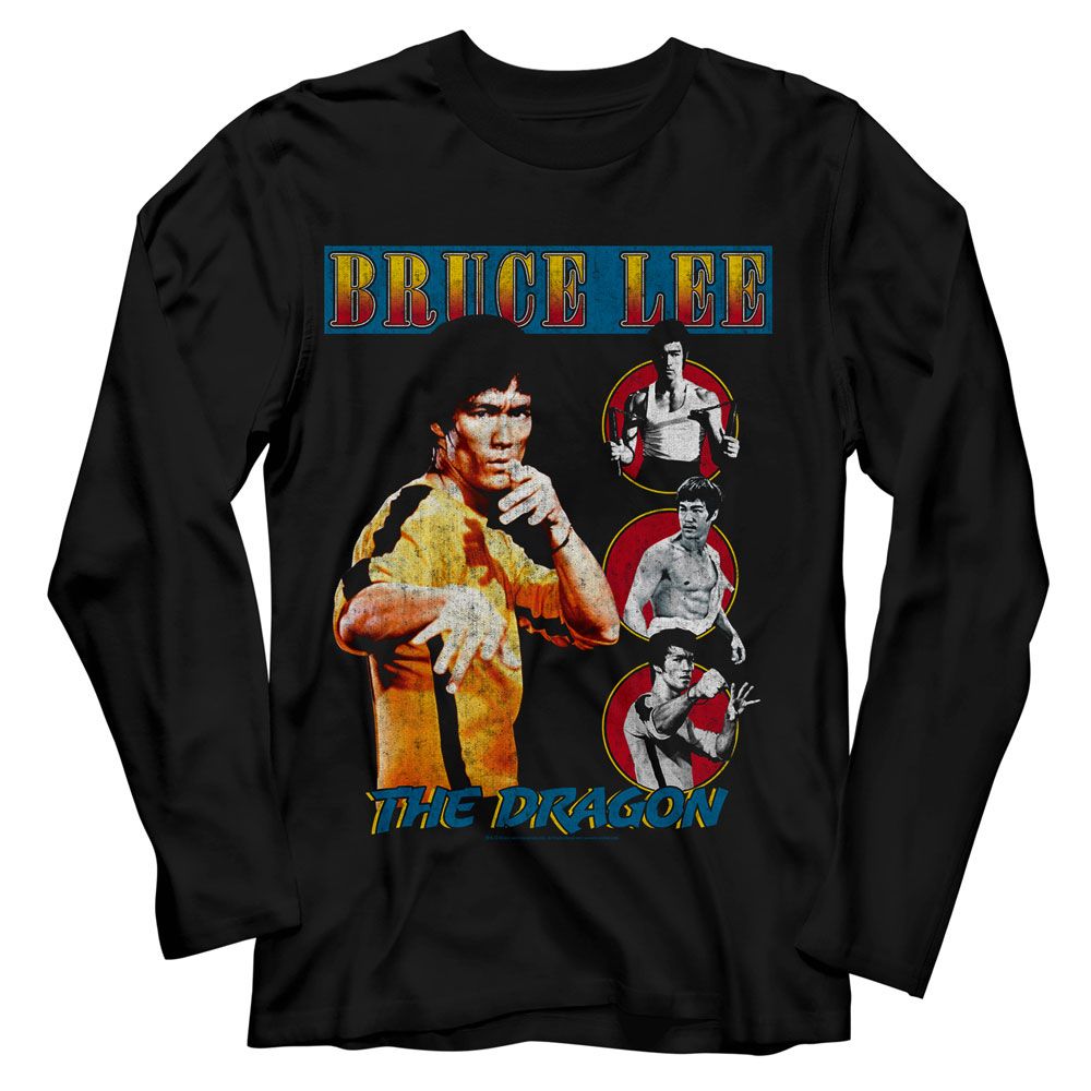 BRUCE LEE-BRUCE LEE COMIC COVER STYLE-BLACK ADULT L/S TSHIRT