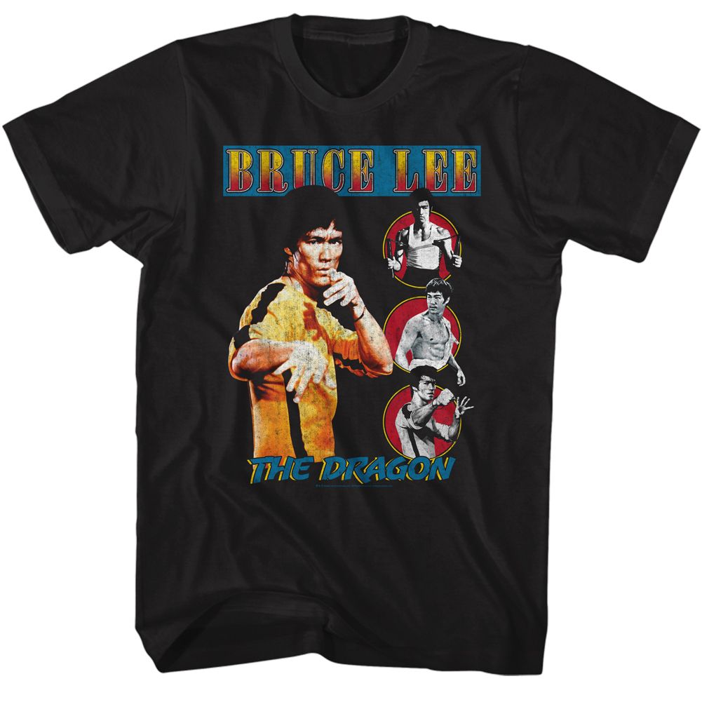 BRUCE LEE-BRUCE LEE COMIC COVER STYLE-BLACK ADULT S/S TSHIRT