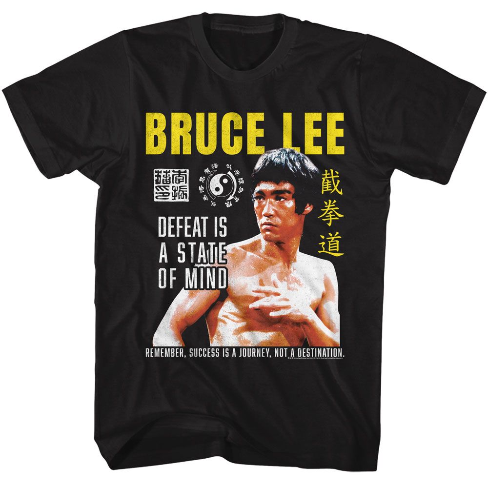 BRUCE LEE-BRUCE LEE DEFEAT IS A STATE OF MIND-BLACK ADULT S/S TSHIRT