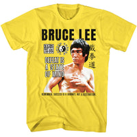 Thumbnail for BRUCE LEE-DEFEAT STATE OF MIND-YELLOW ADULT S/S TSHIRT