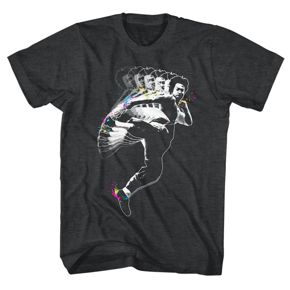 BRUCE LEE-SPLAT KICK-BLACK HEATHER ADULT S/S TSHIRT