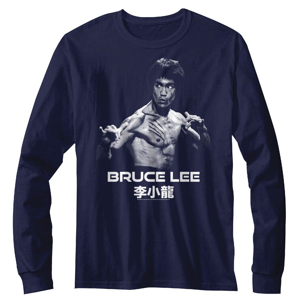 BRUCE LEE-BRUCE LEE READY-NAVY ADULT L/S TSHIRT