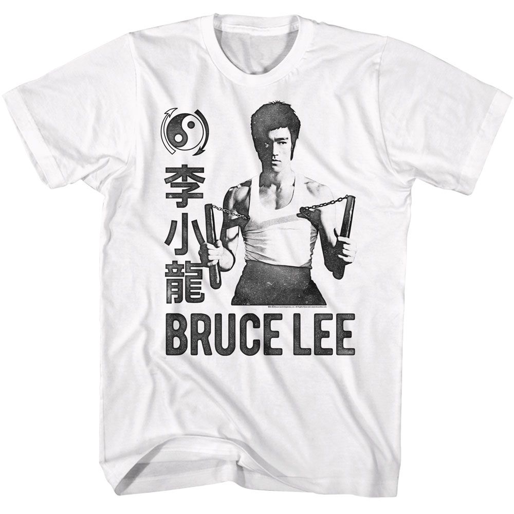 BRUCE LEE-BRUCE LEE MONOCHROME STACKING-WHITE ADULT S/S TSHIRT